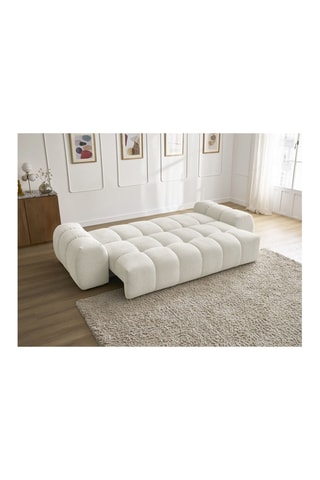 Canapé droit convertible Everest - Blanc - 3 places - En polyester - Couchage 153 x 197 cm