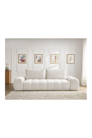 Canapé droit convertible Everest - Blanc - 3 places - En polyester - Couchage 153 x 197 cm