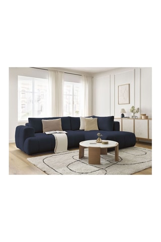 Canapé d'angle droit convertible Fuji - Bleu foncé - 4 places - En polyester - Couchage 228 x 154 cm