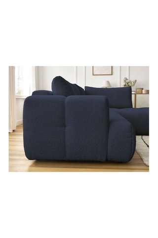 Canapé d'angle droit convertible Fuji - Bleu foncé - 4 places - En polyester - Couchage 228 x 154 cm