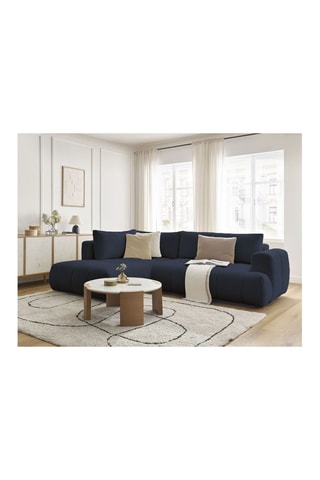 Canapé d'angle gauche convertible Fuji - Bleu foncé - 4 places - En polyester - Couchage 228 x 154 cm