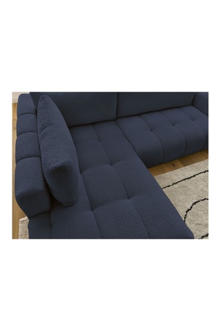 Canapé d'angle gauche convertible Fuji - Bleu foncé - 4 places - En polyester - Couchage 228 x 154 cm