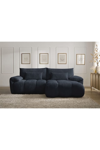 Canapé d'angle droit Ivane - Bleu foncé - 3 places - En tissu texturé