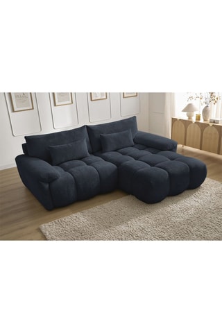 Canapé d'angle droit Ivane - Bleu foncé - 3 places - En tissu texturé