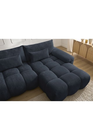 Canapé d'angle droit Ivane - Bleu foncé - 3 places - En tissu texturé