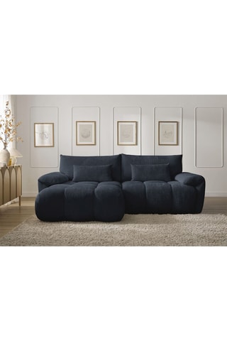 Canapé d'angle gauche Ivane - Bleu foncé - 3 places - En tissu texturé