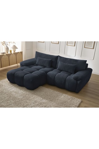Canapé d'angle gauche Ivane - Bleu foncé - 3 places - En tissu texturé