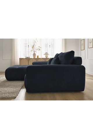 Canapé d'angle gauche Ivane - Bleu foncé - 3 places - En tissu texturé