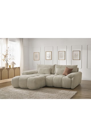 Canapé d'angle gauche Ivane - Beige - 3 places - En tissu texturé