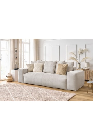 Canapé Voltaire - Beige - 3 places - En polyester - Toucher velours côtelé