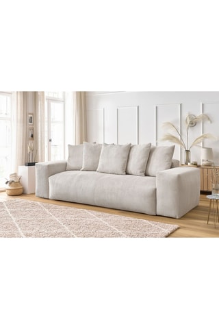 Canapé Voltaire - Beige - 3 places - En polyester - Toucher velours côtelé
