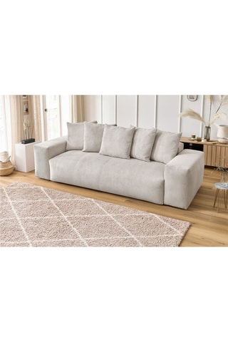 Canapé Voltaire - Beige - 3 places - En polyester - Toucher velours côtelé