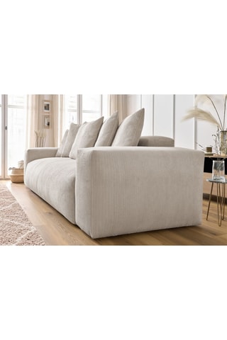 Canapé Voltaire - Beige - 3 places - En polyester - Toucher velours côtelé