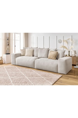 Canapé Voltaire - Beige - 4 places - En polyester - Toucher velours côtelé