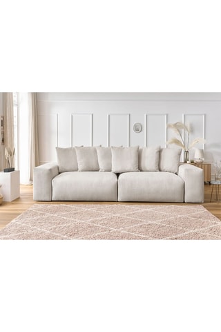 Canapé Voltaire - Beige - 4 places - En polyester - Toucher velours côtelé