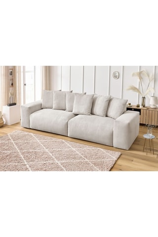 Canapé Voltaire - Beige - 4 places - En polyester - Toucher velours côtelé