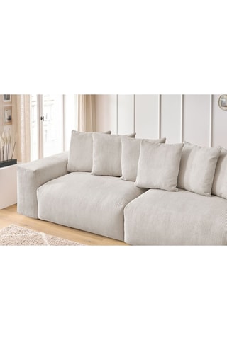 Canapé Voltaire - Beige - 4 places - En polyester - Toucher velours côtelé
