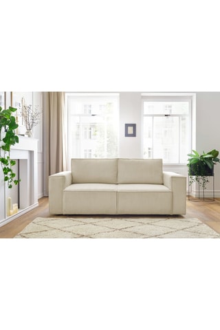 Canapé Nihad - Beige - 2 places - Toucher velours côtelé