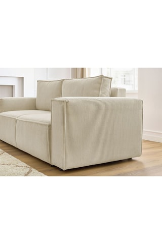 Canapé Nihad - Beige - 2 places - Toucher velours côtelé