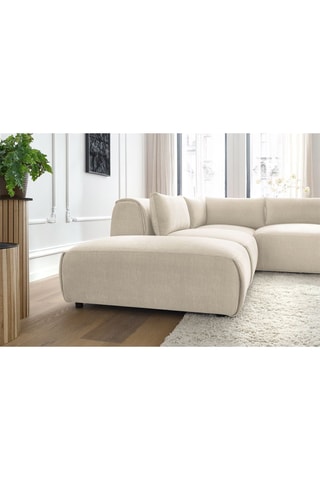 Canapé d'angle modulable et 2 poufs Jeanne - Beige - 5 places - En tissu velours