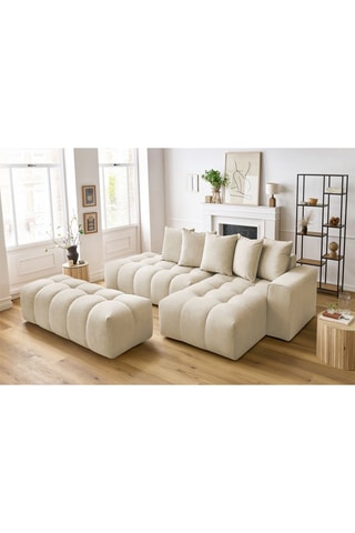 Canapé d'angle droit et pouf Mont-Blanc - 
Beige