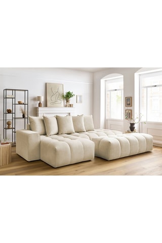 Canapé d'angle gauche et pouf Mont-Blanc - 
Beige