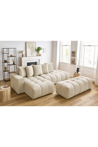 Canapé d'angle gauche et pouf Mont-Blanc - 
Beige