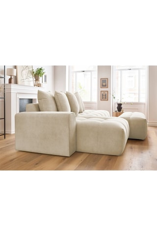 Canapé d'angle gauche et pouf Mont-Blanc - 
Beige