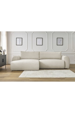 Canapé d'angle gauche convertible Lucien - Beige - Couchage 250 x 150 cm