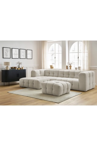 Canapé d'angle gauche avec pouf Cloud - Beige