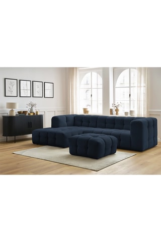 Canapé d'angle gauche avec pouf Cloud - Bleu foncé