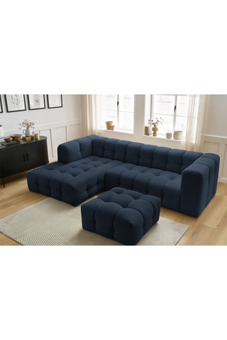 Canapé d'angle gauche avec pouf Cloud - Bleu foncé