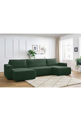 Canapé panoramique convertible Nihad - Vert foncé - Couchage 328 x 139 cm