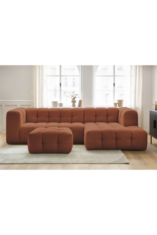 Canapé d'angle droit avec pouf Cloud - Terracotta