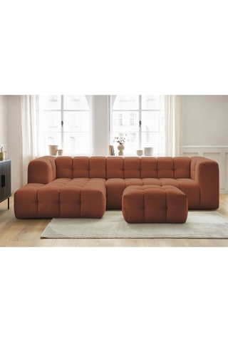 Canapé d'angle gauche avec pouf Cloud - Terracotta