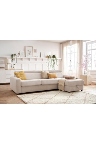 Canapé d'angle réversible convertible Monaco - Beige - Couchage 190 x 140 cm