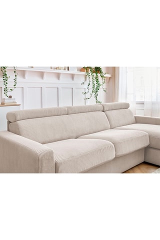 Canapé d'angle réversible convertible Monaco - Beige - Couchage 190 x 140 cm