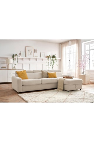 Canapé d'angle réversible convertible Monaco - Beige - Couchage 190 x 140 cm