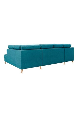 Canapé d'angle panoramique gauche convertible Sweden - Turquoise - Couchage 130 x 260 cm