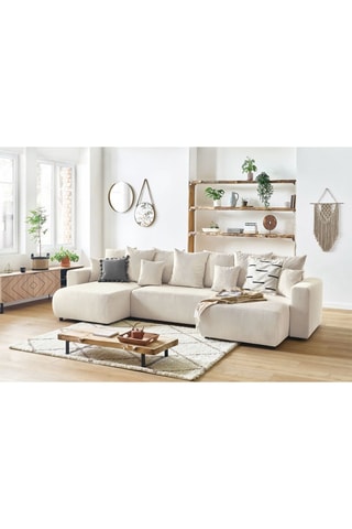 Canapé d'angle panoramique convertible Envy - Crème - Couchage 330 x 139 cm