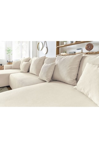 Canapé d'angle panoramique convertible Envy - Crème - Couchage 330 x 139 cm