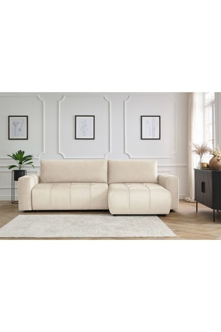 Canapé d'angle réversible convertible  Arsene - Beige - Couchage 135 x 232 cm