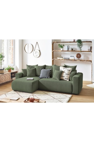 Canapé d'angle réversible convertible Envy - Kaki - Couchage 231 x 130 cm