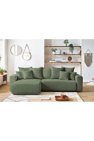 Canapé d'angle réversible convertible Envy - Kaki - Couchage 231 x 130 cm