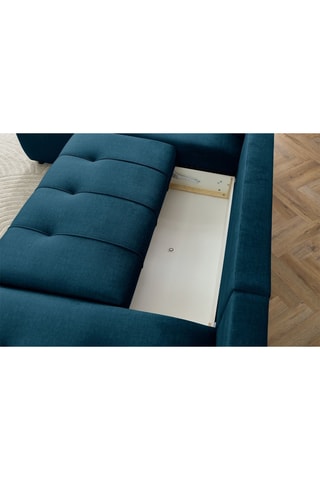 Canapé d'angle droit panoramique convertible Arsene - Bleu - Couchage 135 x 325 cm