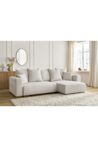 Canapé d'angle réversible convertible Sidonie - Beige - Couchage 231 x 133 cm
