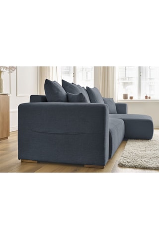 Canapé d'angle réversible convertible Sidonie - Bleu foncé - Couchage 231 x 133 cm