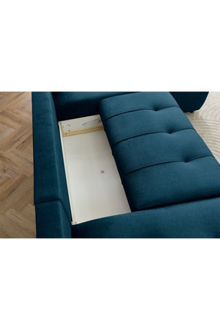 Canapé d'angle gauche panoramique convertible Arsene - Bleu  - Couchage 135 x 325 cm