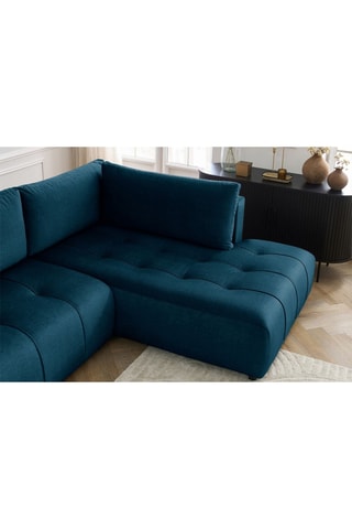 Canapé d'angle gauche panoramique convertible Arsene - Bleu  - Couchage 135 x 325 cm