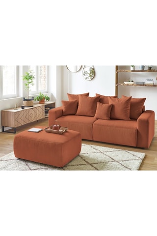Canapé convertible et pouf Envy - Terracotta - Couchage 152 x 190 cm